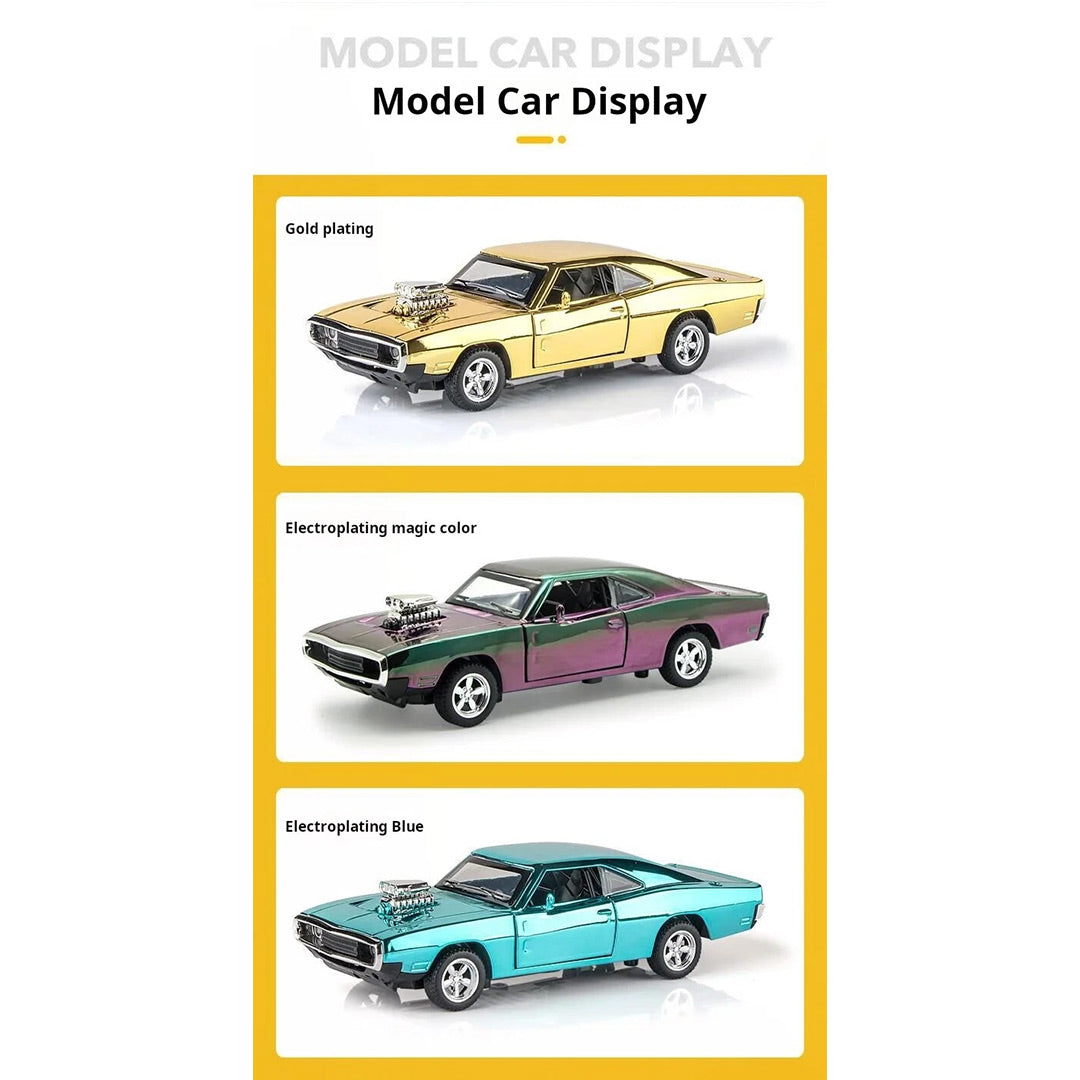 Classic Dodge Charger 1970 Electroplated Version Metal Diecast Car 1:32 Scale