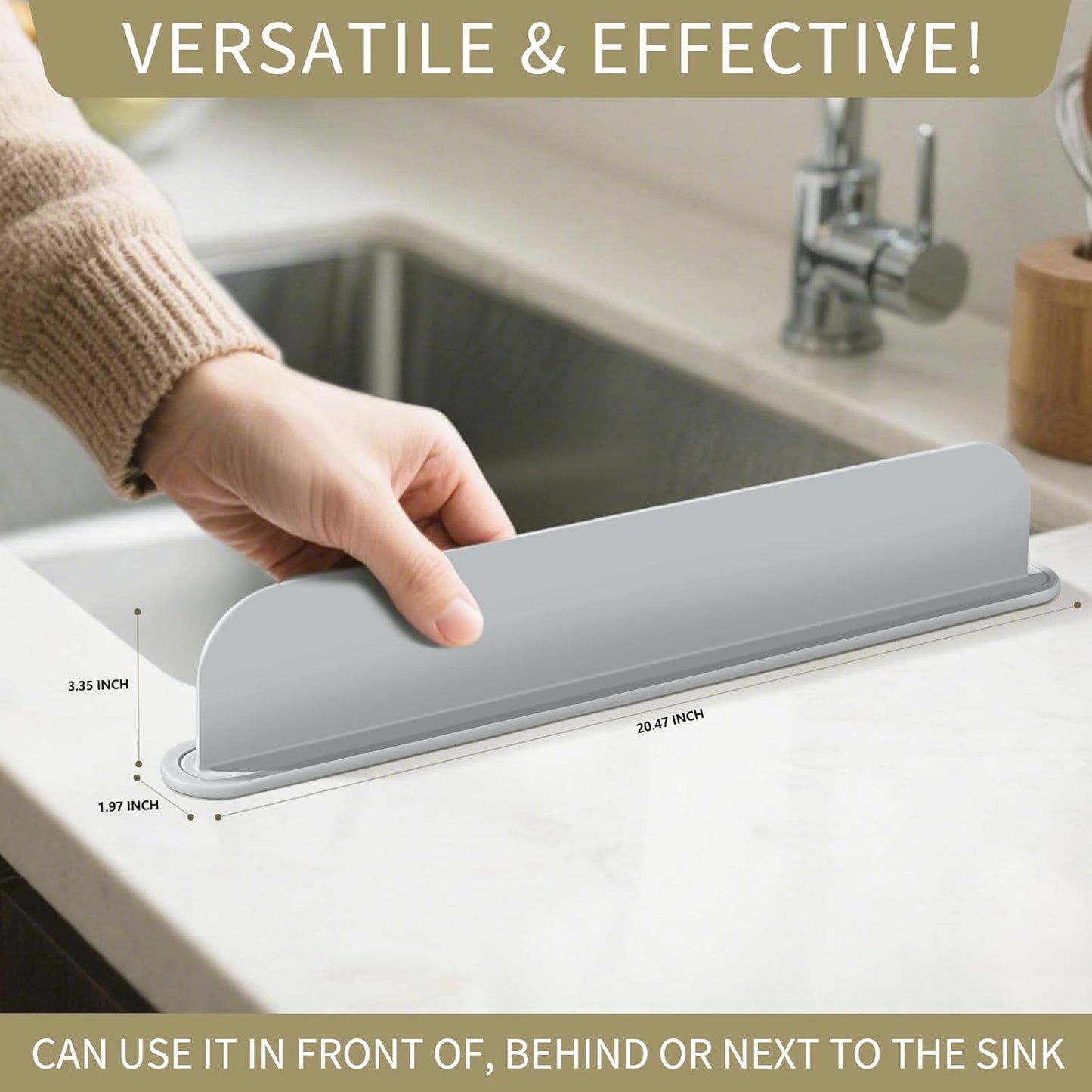 Kitchen Sink Splash Guard | Silicone Sink Baffle Splash Guard | Non-Slip Strong Suction