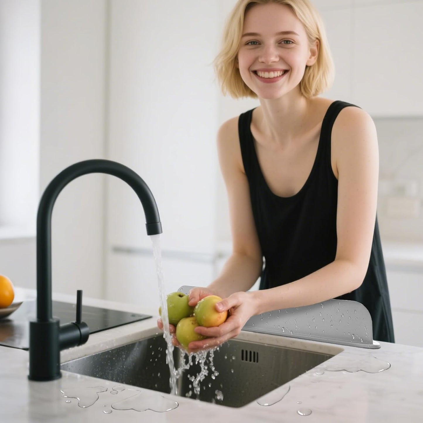 Kitchen Sink Splash Guard | Silicone Sink Baffle Splash Guard | Non-Slip Strong Suction