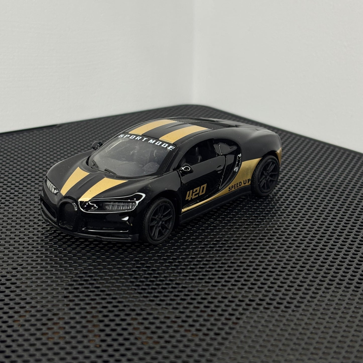Bugatti Chiron Sports Black Graphic Die Cast Metal Body 1:43