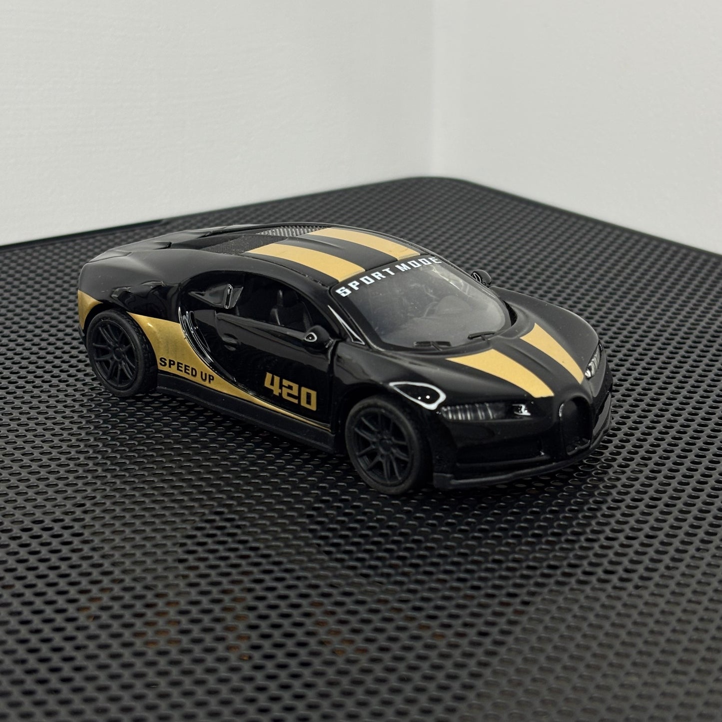 Bugatti Chiron Sports Black Graphic Die Cast Metal Body 1:43