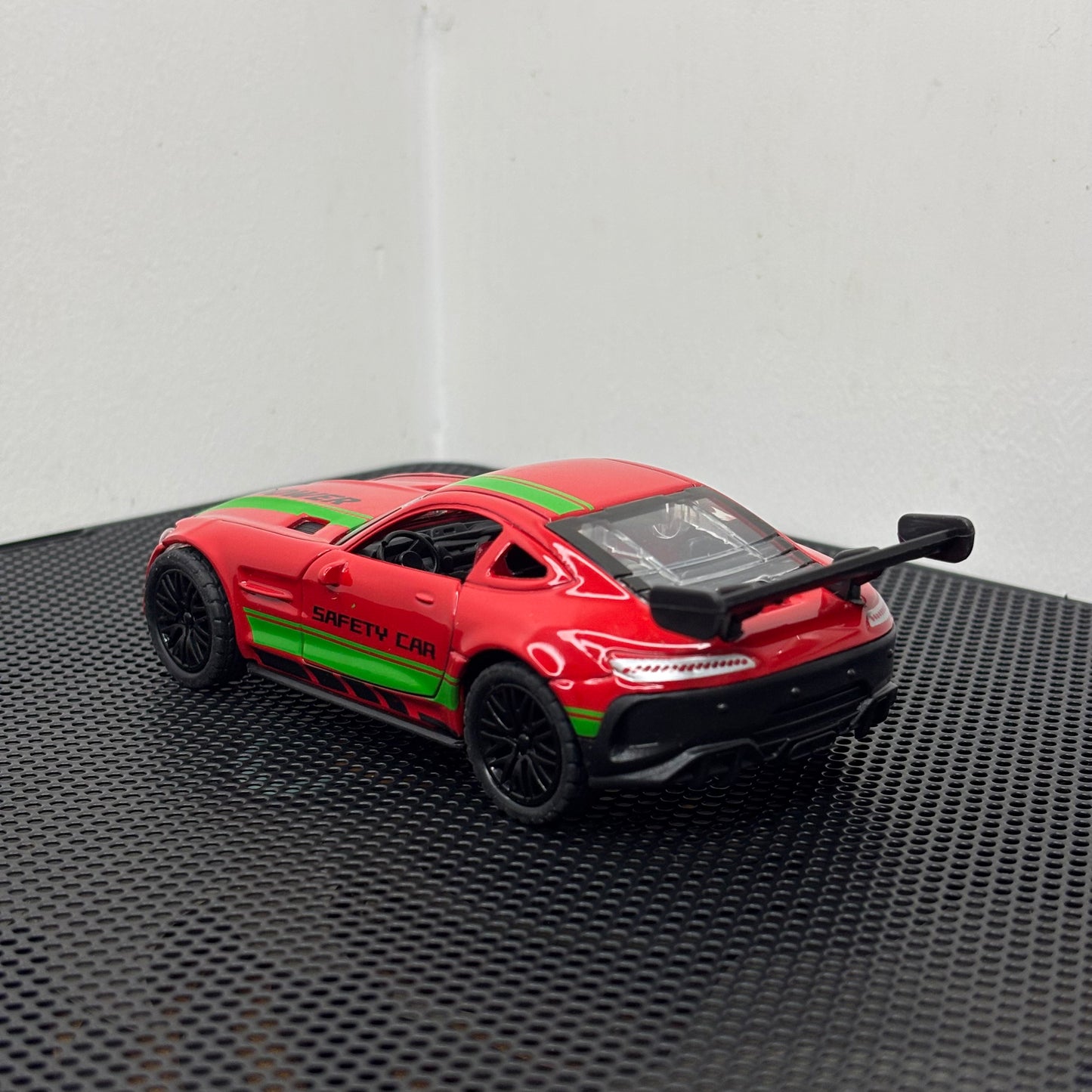 Red Safety Sports Car Diecast Toy – 1:36 Scale with Metal Body, Pullback Action & Opening Doors