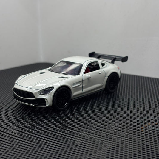 Mercedes AMG GTR 1:36 White Diecast Metal Toy Car for Kids – Premium Pullback Action Vehicle, Opening Doors, Sports Car Miniature Model