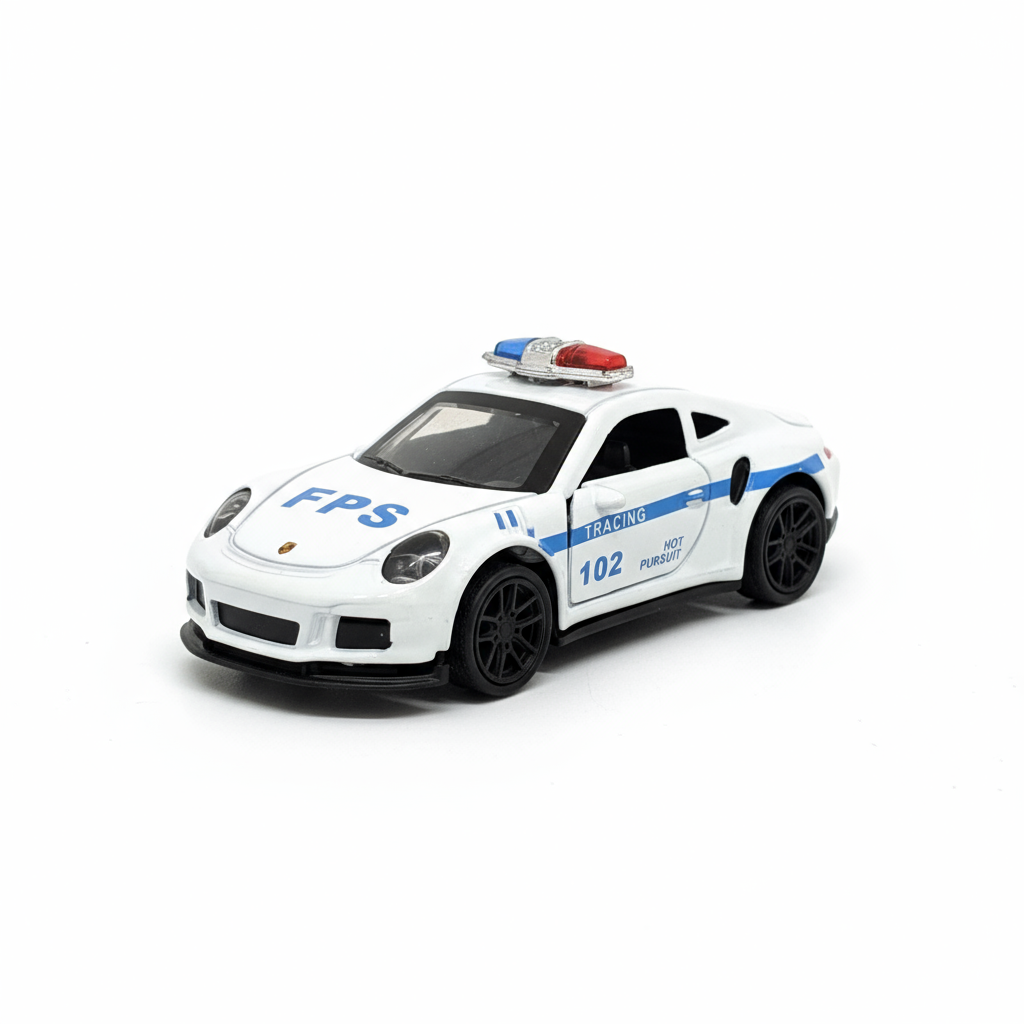 Porsche 911 Police Edition 1:43 Diecast Model Car – Metal Body with Side Door Opening & Pullback Action Toy Vehicle