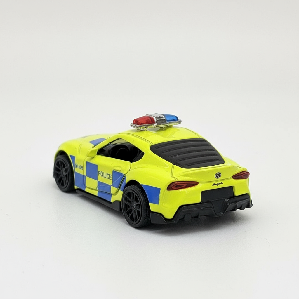 Toyota Supra MK5 Police Diecast Model Car 1:43 Scale ā Metal Body with Pullback Action, Side Door Opening, and Realistic Police Detailing
