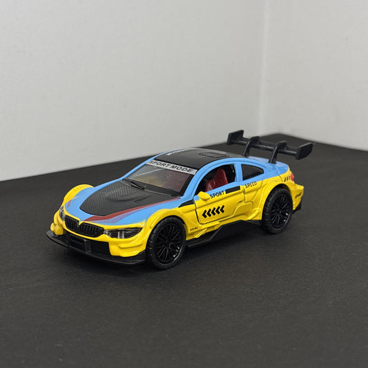 BMW M4 Sports Car Yellow and Blue 1:36