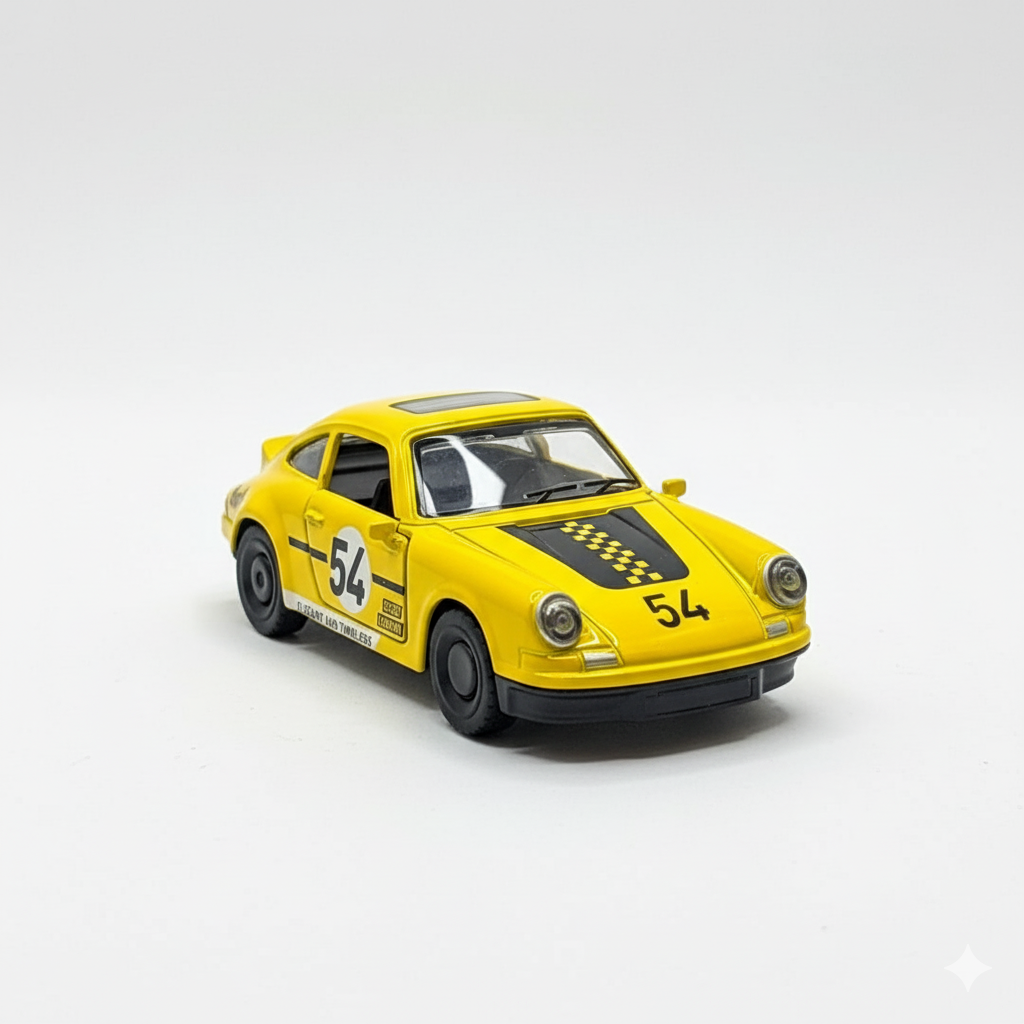 Porsche 911 Carrera Yellow 1:43 Diecast Model Car – Premium Metal Body Sports Car Miniature Collectible