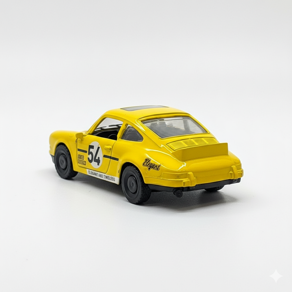 Porsche 911 Carrera Yellow 1:43 Diecast Model Car – Premium Metal Body Sports Car Miniature Collectible