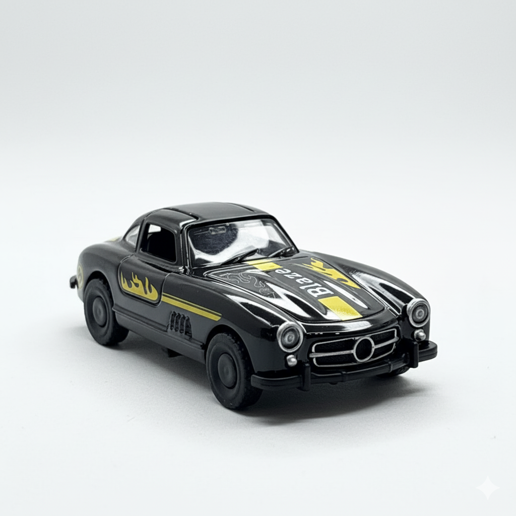 Mercedes-Benz 300SL Black 1:43 Diecast Model Car – Classic Metal Body Vintage Sports Car Collectible