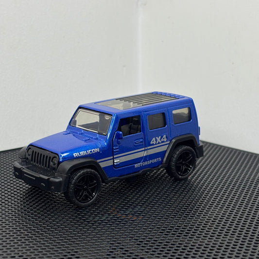 Blue Rubicon 4x4 SUV Diecast Metal Toy – 1:43 Scale Off-Road Model with Pullback Action