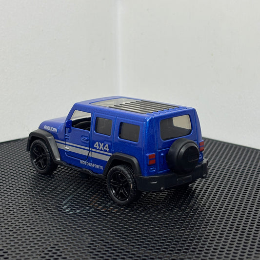 Blue Rubicon 4x4 SUV Diecast Metal Toy – 1:43 Scale Off-Road Model with Pullback Action