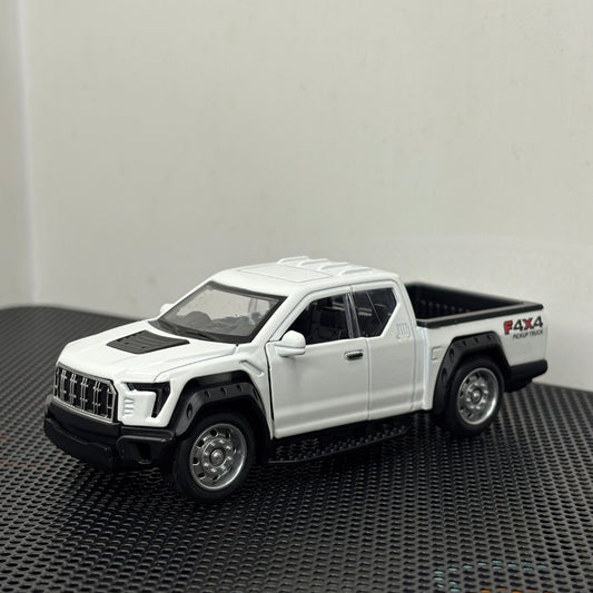 Pickup 4x4 Die-Cast Metal Toy Car White – 1:36 Scale, Pullback, Opening Doors
