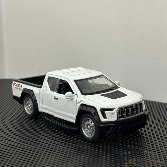 Pickup 4x4 Die-Cast Metal Toy Car White – 1:36 Scale, Pullback, Opening Doors
