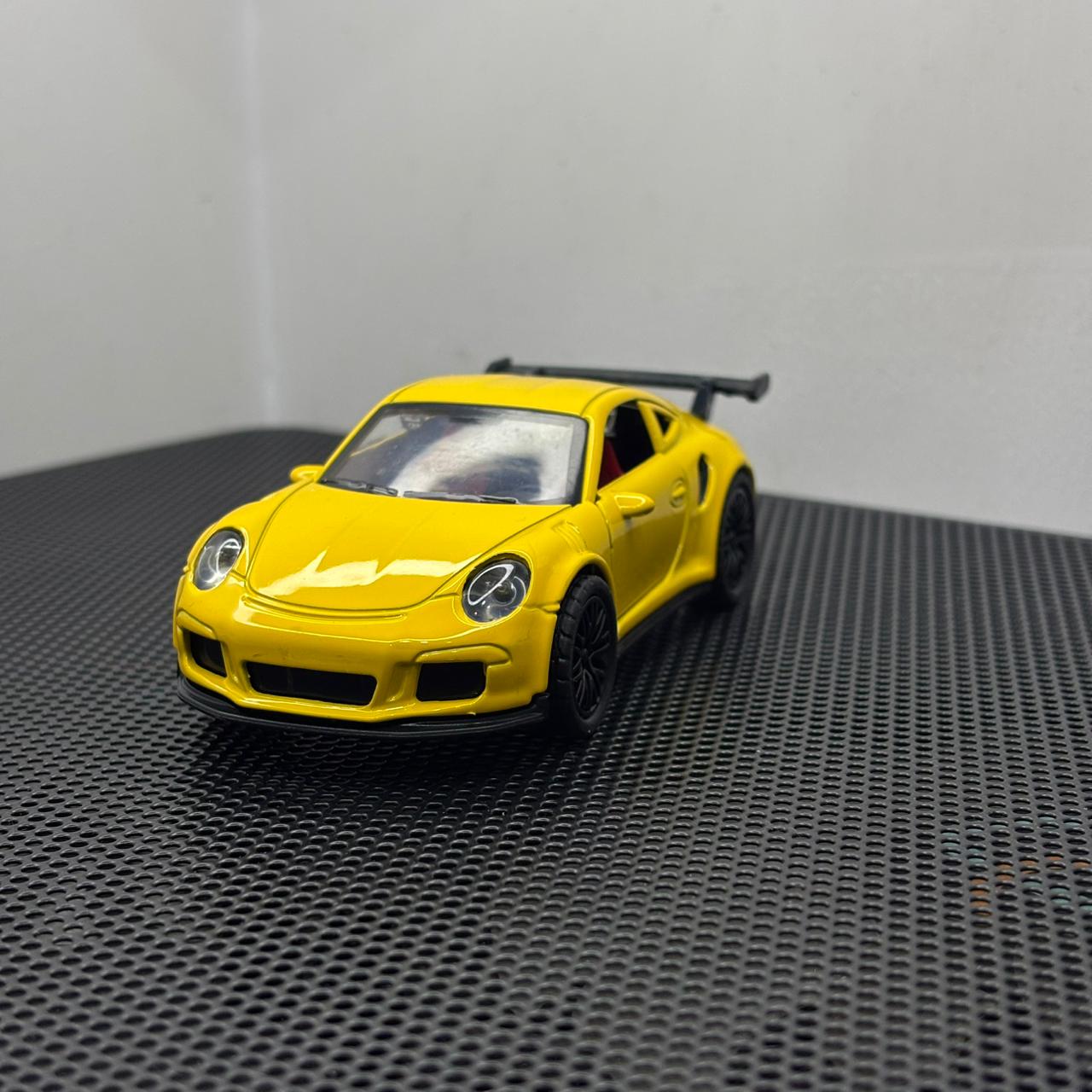 Porsche 1:36 Yellow Diecast Metal Toy Car for Kids – Premium Pullback Action Vehicle, Opening Doors, Sports Car Miniature Model