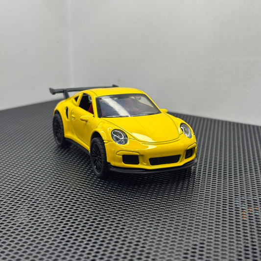 Porsche 1:36 Yellow Diecast Metal Toy Car for Kids – Premium Pullback Action Vehicle, Opening Doors, Sports Car Miniature Model