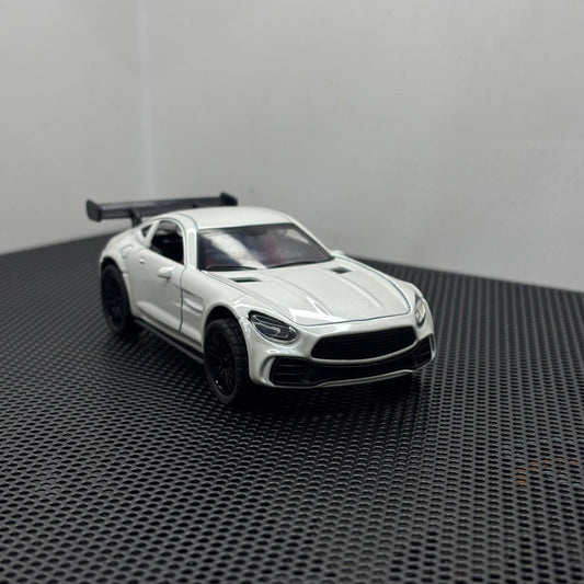 Mercedes AMG GTR 1:36 White Diecast Metal Toy Car for Kids – Premium Pullback Action Vehicle, Opening Doors, Sports Car Miniature Model