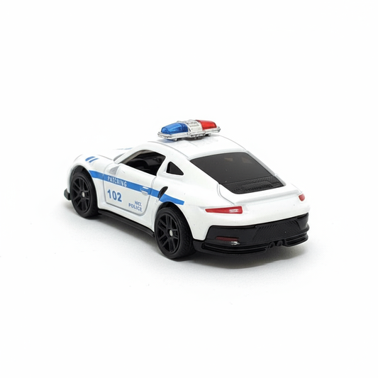 Porsche 911 Police Edition 1:43 Diecast Model Car – Metal Body with Side Door Opening & Pullback Action Toy Vehicle