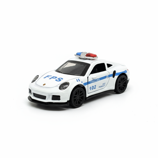 Porsche 911 Police Edition 1:43 Diecast Model Car – Metal Body with Side Door Opening & Pullback Action Toy Vehicle